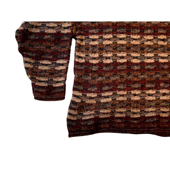 Jhane Barnes Men Sweater Large Wool Brown Geometric Wave Relaxed Fit  Vintage - Picture 3 of 9